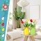 15 Pcs Multicolor Artificial Tulips in 3 Metal Pots – Spring, Easter & Wedding Table Centerpieces, Home & Office Décor